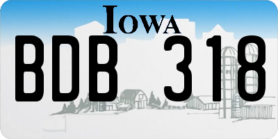 IA license plate BDB318