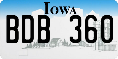 IA license plate BDB360