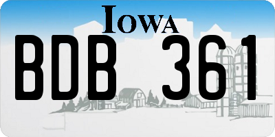IA license plate BDB361