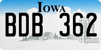IA license plate BDB362