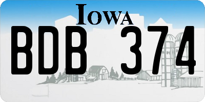 IA license plate BDB374