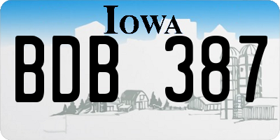 IA license plate BDB387