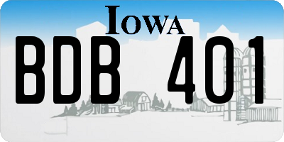 IA license plate BDB401