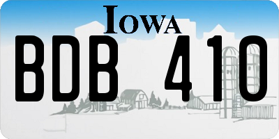 IA license plate BDB410