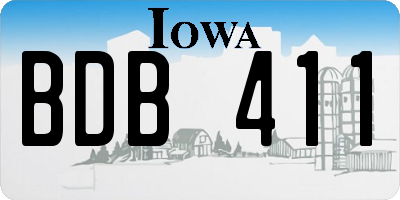 IA license plate BDB411