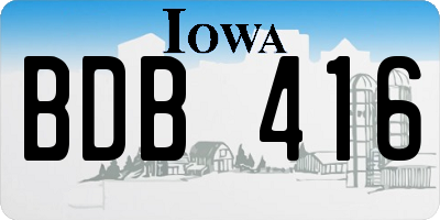 IA license plate BDB416