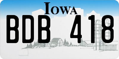 IA license plate BDB418