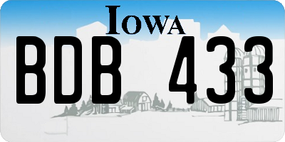 IA license plate BDB433