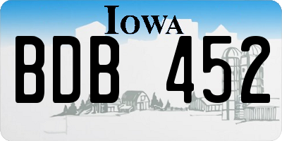 IA license plate BDB452