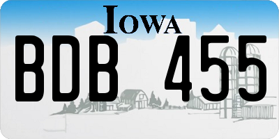 IA license plate BDB455