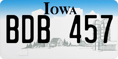 IA license plate BDB457