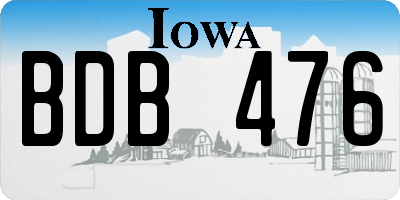 IA license plate BDB476
