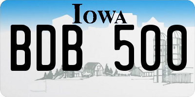 IA license plate BDB500