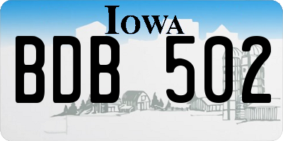 IA license plate BDB502