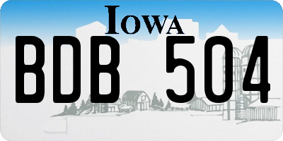 IA license plate BDB504