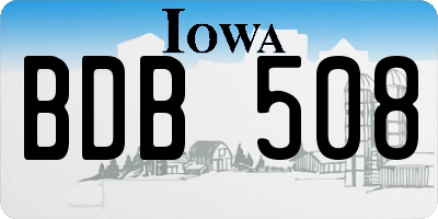 IA license plate BDB508