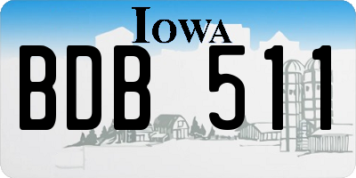IA license plate BDB511