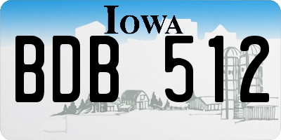 IA license plate BDB512