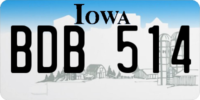 IA license plate BDB514