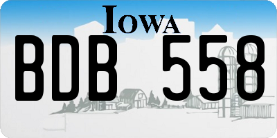 IA license plate BDB558