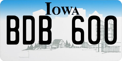 IA license plate BDB600