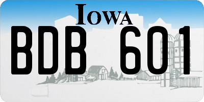 IA license plate BDB601