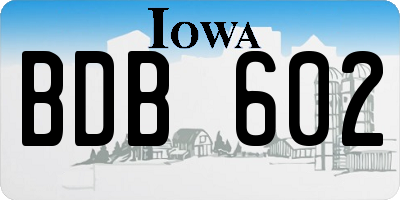 IA license plate BDB602