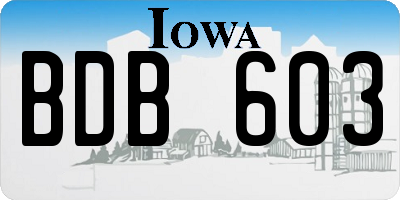 IA license plate BDB603