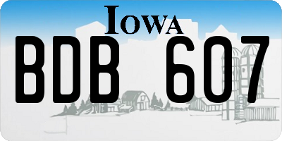 IA license plate BDB607