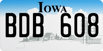 IA license plate BDB608