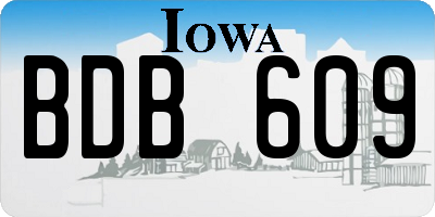 IA license plate BDB609