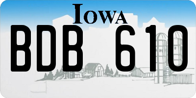 IA license plate BDB610