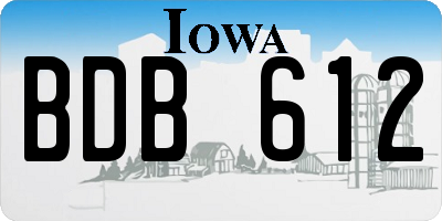 IA license plate BDB612