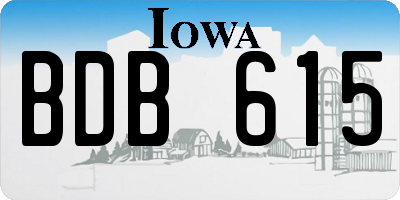 IA license plate BDB615