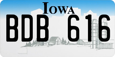 IA license plate BDB616