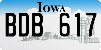 IA license plate BDB617