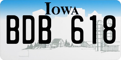 IA license plate BDB618