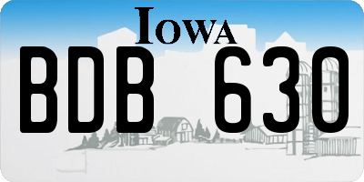IA license plate BDB630