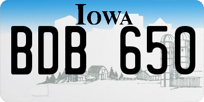 IA license plate BDB650
