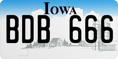 IA license plate BDB666