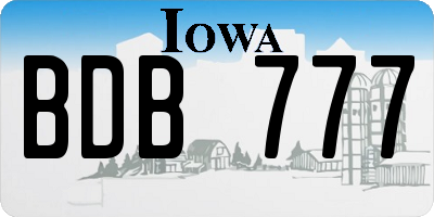IA license plate BDB777