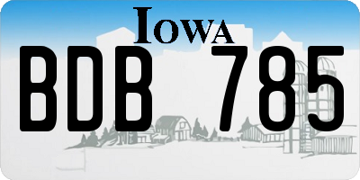 IA license plate BDB785