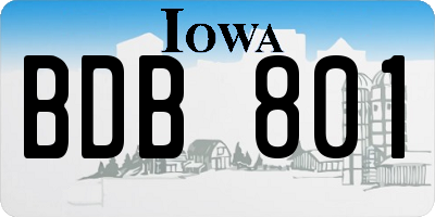 IA license plate BDB801