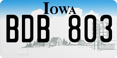 IA license plate BDB803
