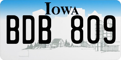 IA license plate BDB809