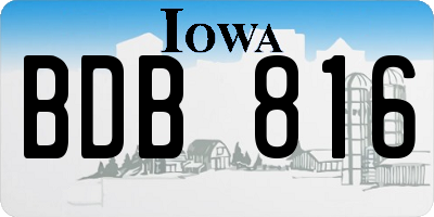 IA license plate BDB816