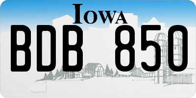 IA license plate BDB850