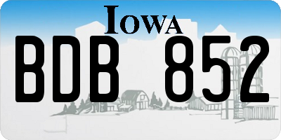 IA license plate BDB852