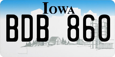 IA license plate BDB860