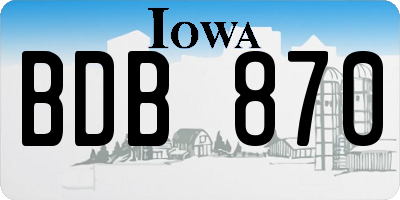 IA license plate BDB870